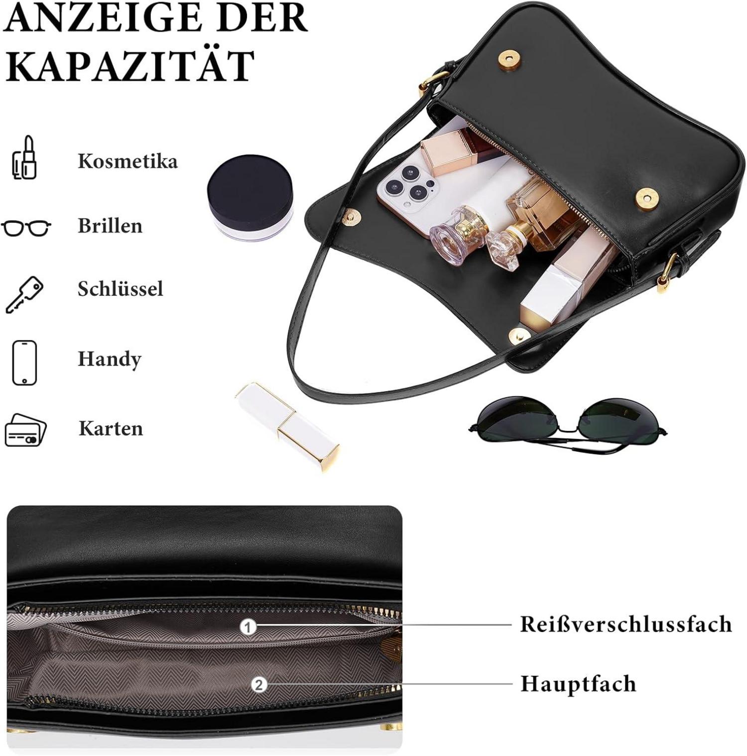 Vintage PU Leder Handtasche mit Reißverschluss - Aesthetic
