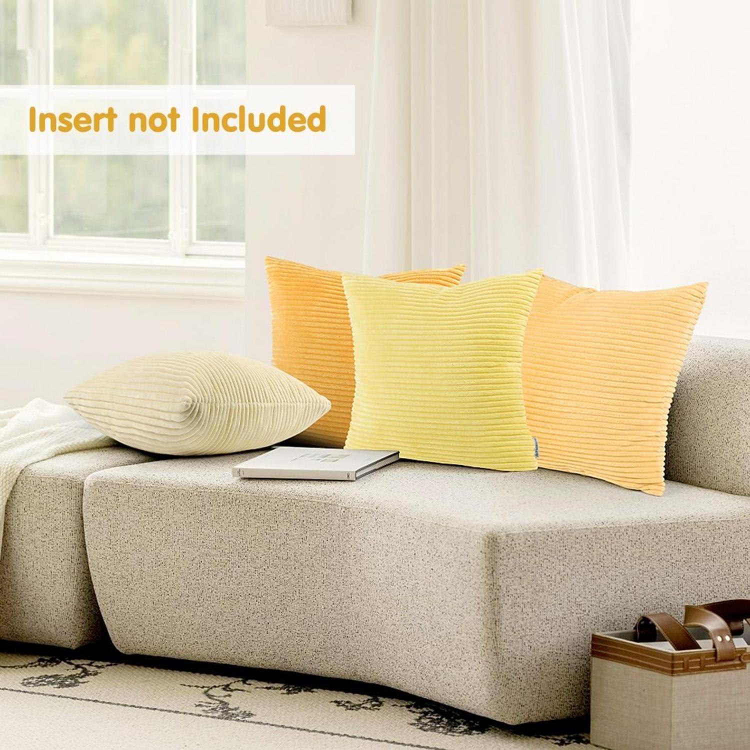 Kissenbezug Kordsamt 45x45cm 4er Set Sofakissen Beige Gelb Orange