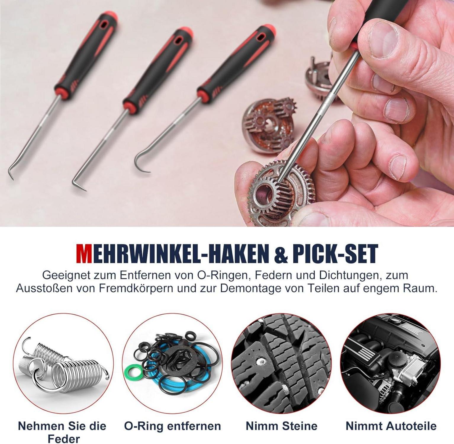 205-tlg Werkzeugkoffer Set Karbonstahl Multifunktionswerkzeug Rot
