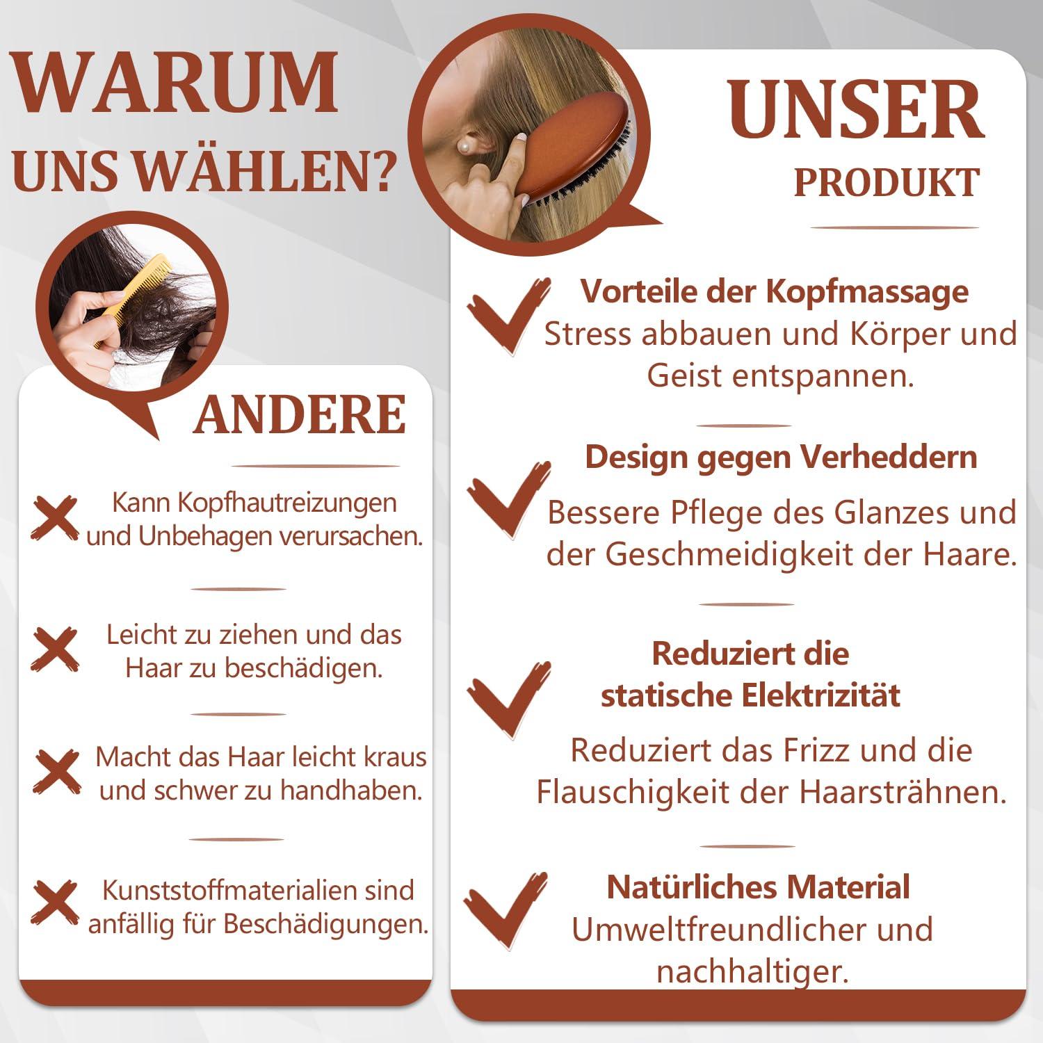 Sleek Look Haarbürste mit Wildschweinborsten, 2er-Pack