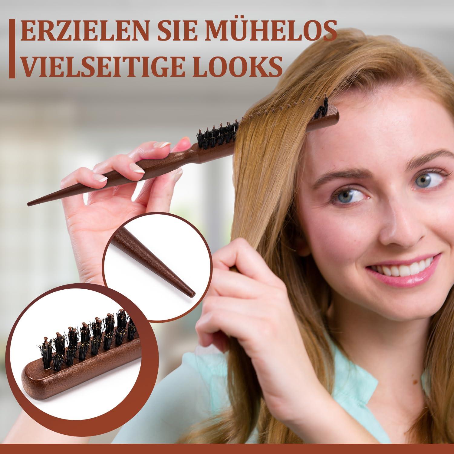 Haarbürste Sleek Look Wildschweinborsten Bürste 2er-Pack Naturhaarbürste