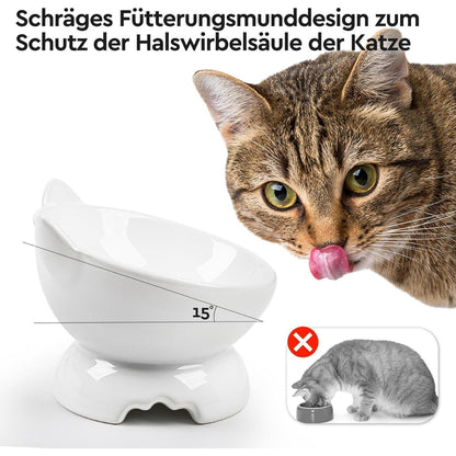 2er Set Keramik Katzennäpfe | Erhöhte Fressnäpfe für Katzen