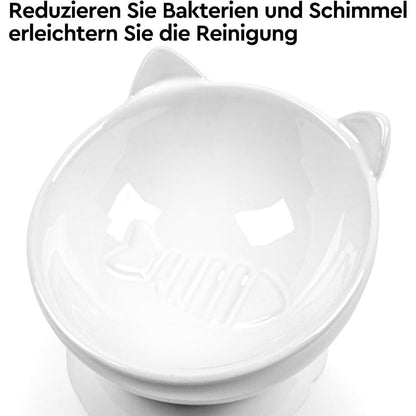 2er Set Keramik Katzennäpfe | Erhöhte Fressnäpfe für Katzen