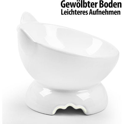 2er Set Keramik Katzennäpfe | Erhöhte Fressnäpfe für Katzen