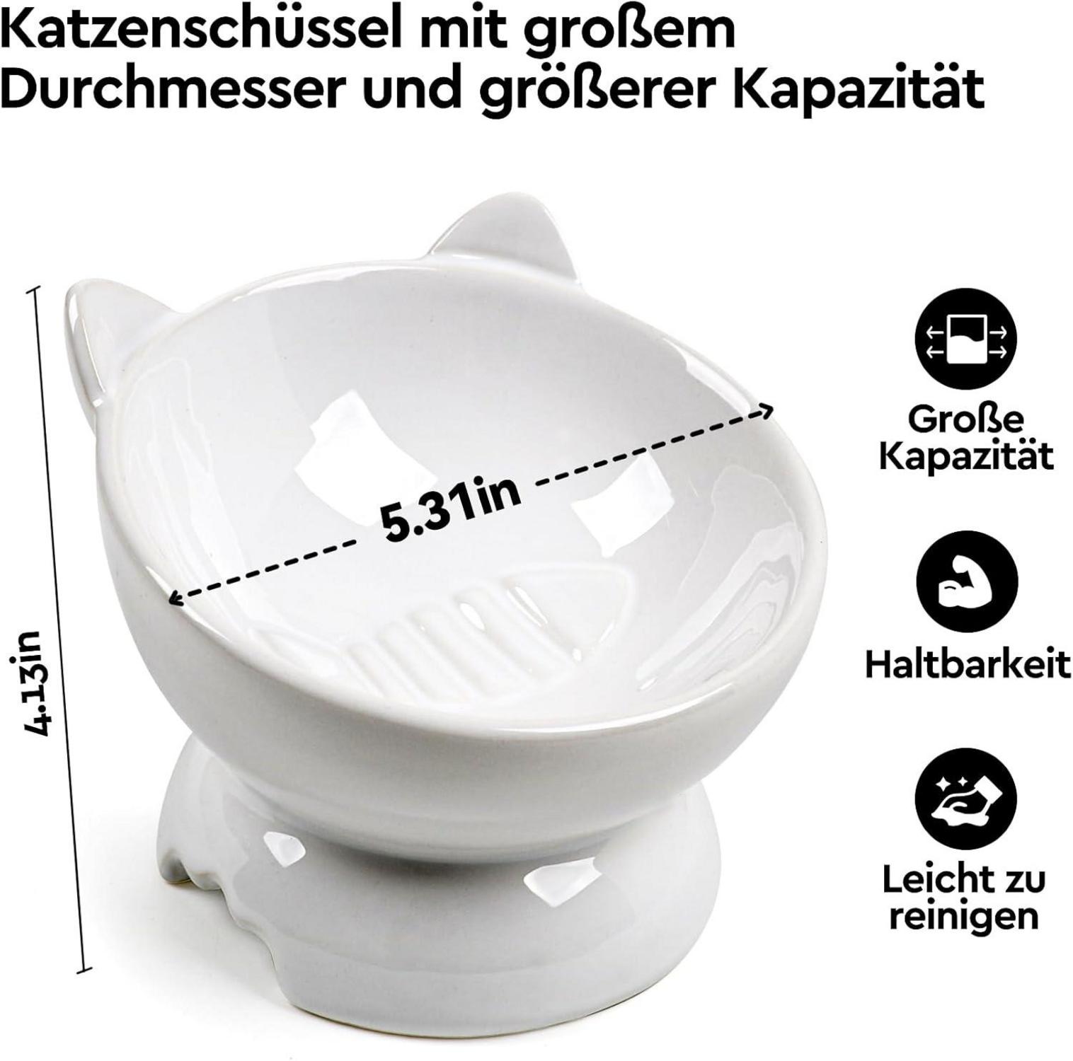 2er Set Keramik Katzennäpfe | Erhöhte Fressnäpfe für Katzen