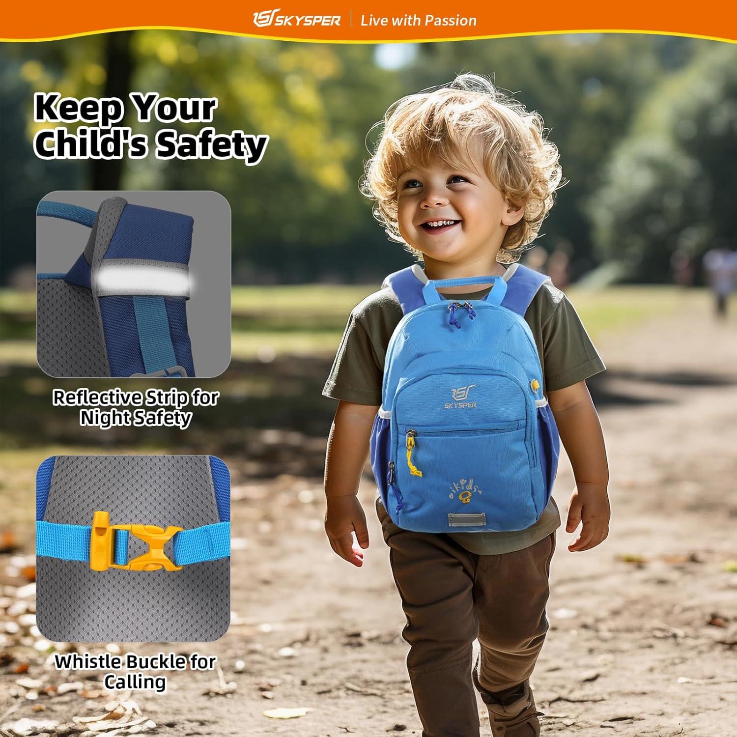 Kinderrucksack 8L Wanderrucksack Brustgurt Kindergarten Mädchen Jungen Blau