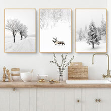 Winter Poster 3er Set Tanne Elch Winterlandschaft 50x70cm