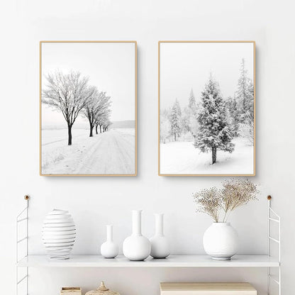 Winter Poster 3er Set Tanne Elch Winterlandschaft Wandbilder