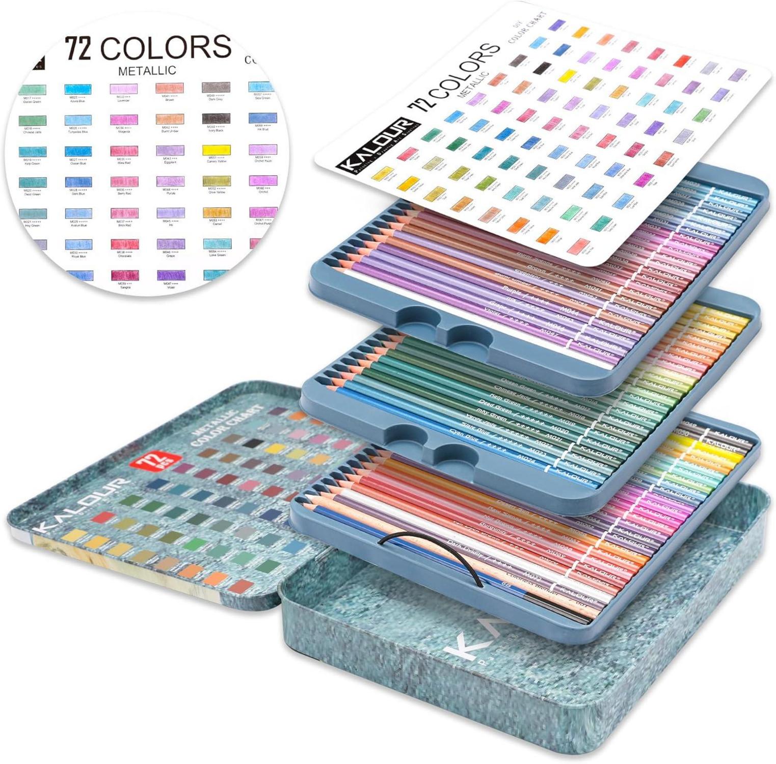 Kalour Metallic-Buntstifte Set 72 Stück für Erwachsene & Anfänger