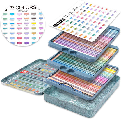Kalour Metallic-Buntstifte Set 72 Stück für Erwachsene & Anfänger