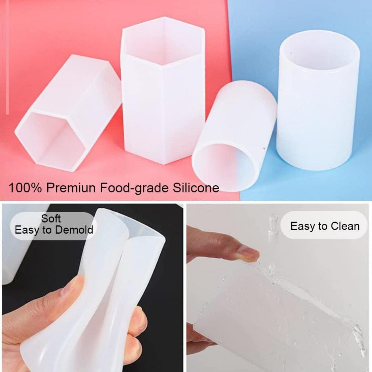 NICAVKIT 6Pcs Silikon Kerzenform Set für DIY Kerzen-Gießen, 3D Rund Zylinder Stumpenkerzen, inkl. Dochthalter