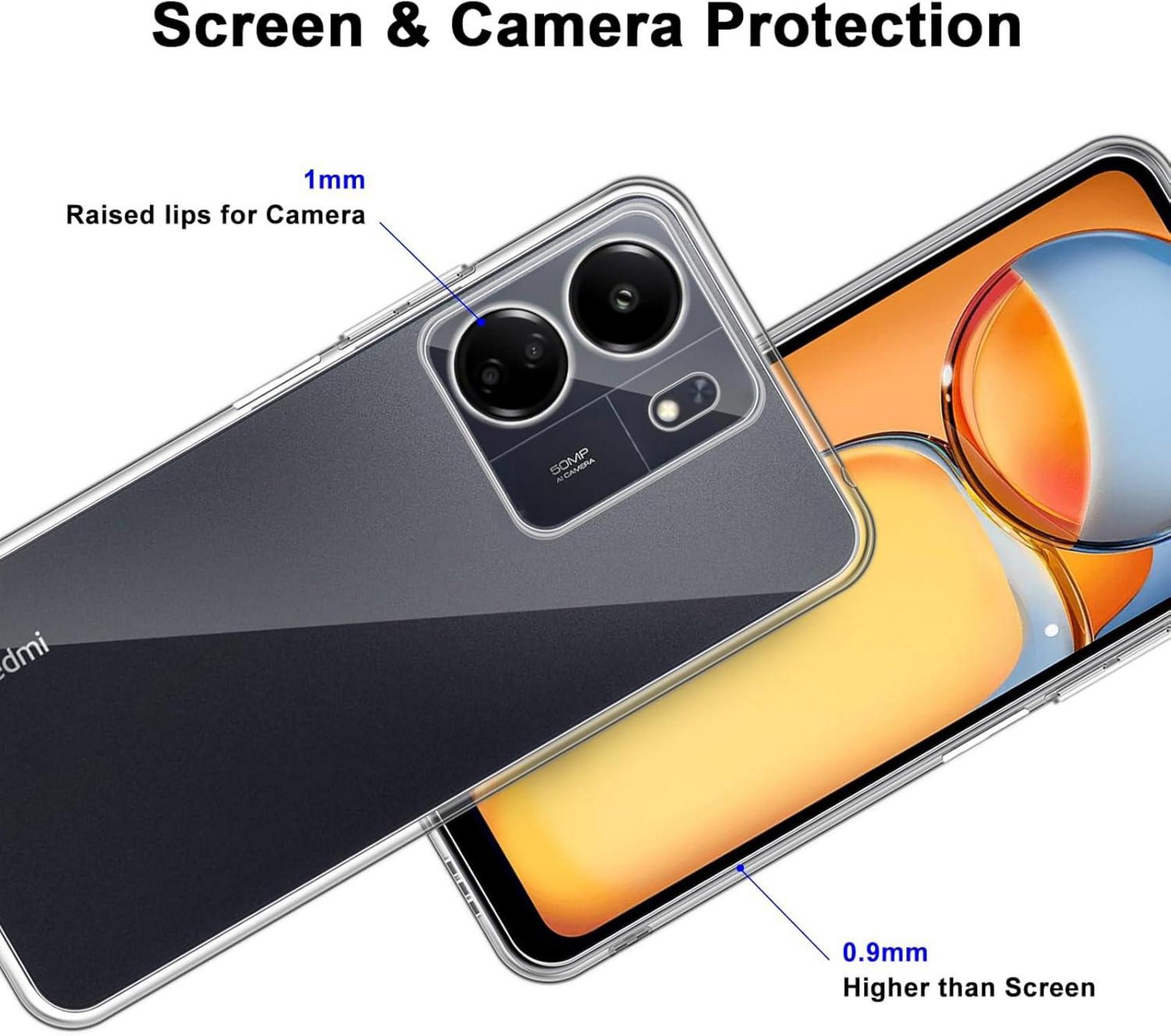 Transparente Schutzhülle + 2x Panzerglas für Xiaomi Poco C65/Redmi 13C 4G