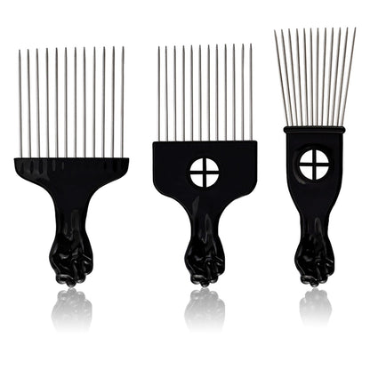 Professionelles Afro Haarkamm Metall Set für Lockiges Haar