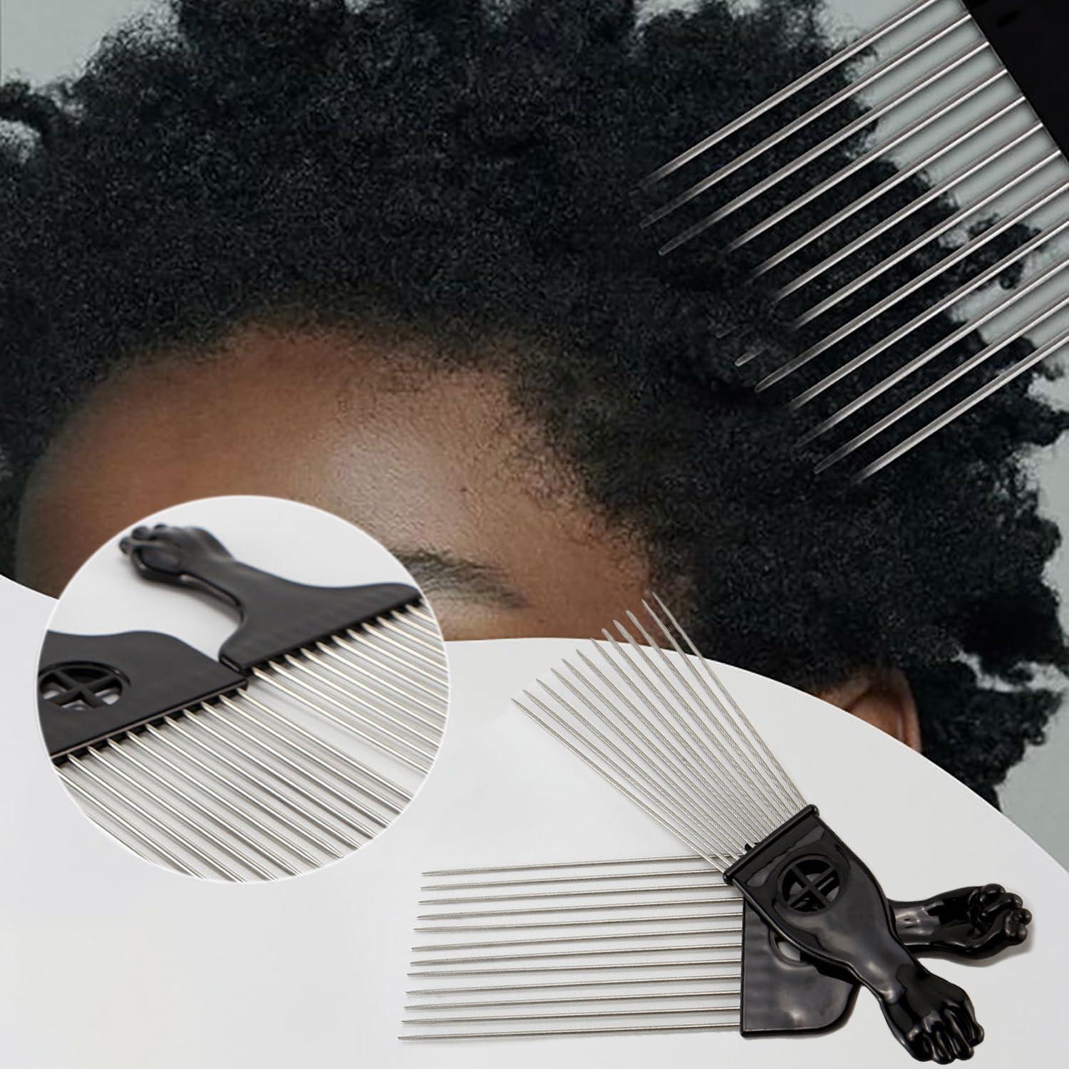 Professionelles Afro Haarkamm Metall Set für Lockiges Haar