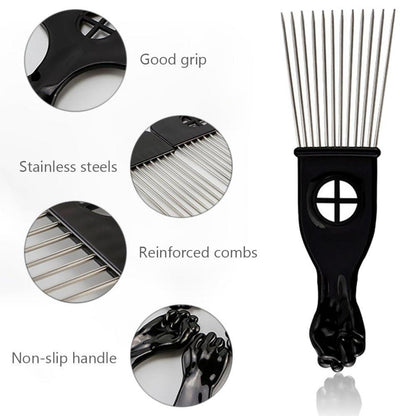 Afro Haarkamm Metall Set Profi Styling Werkzeug Lockiges Haar 3 Stück