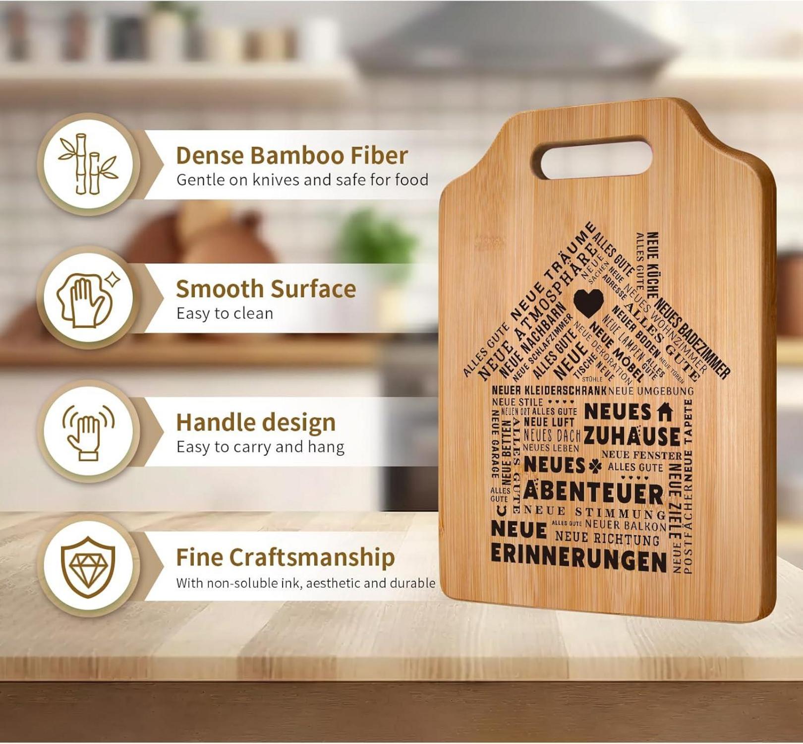 Giftasy Bambus Schneidebrett Einweihungsgeschenk & Küchendeko