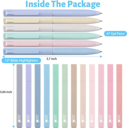 Pastell Textmarker Set 12 Stifte und 6 Fineliner Bibel
