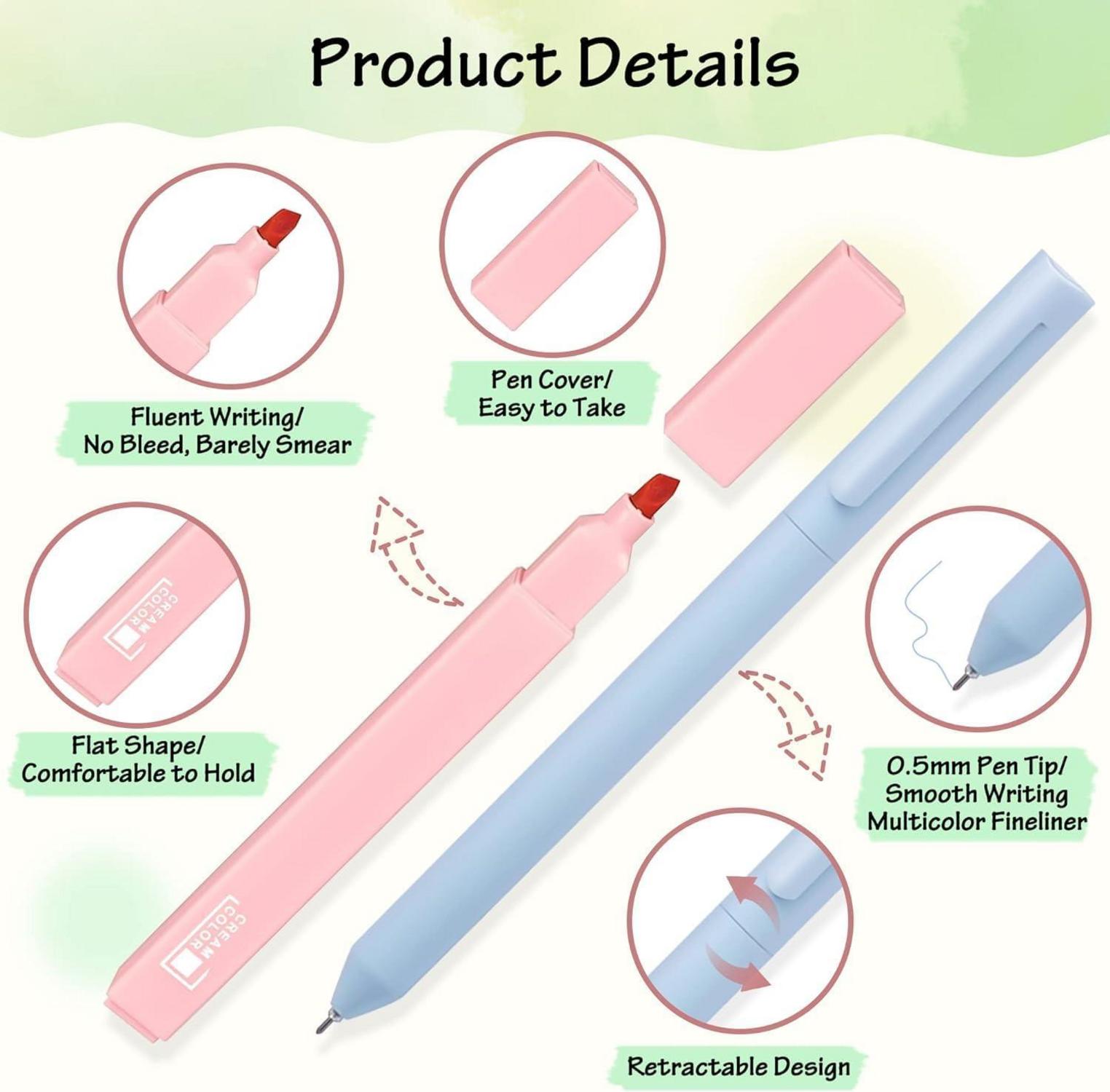 COZCLAM 18 Textmarker Pastell Set 12 Stifte 6 Fineliner Bibel Highlighter