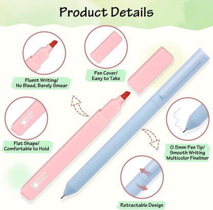 COZCLAM 18 Textmarker Pastell Set 12 Stifte 6 Fineliner Bibel Highlighter