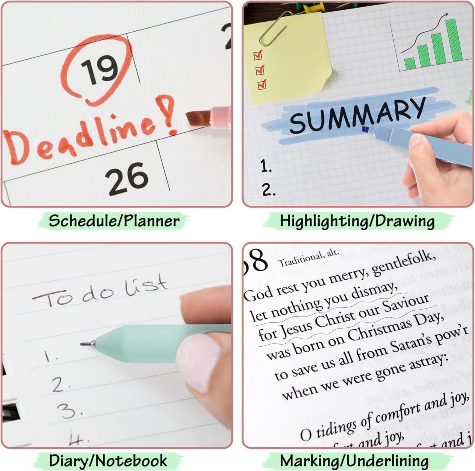 Pastell Textmarker Set 18tlg No-Bleed Bible Highlighter Fineliner-Stiften