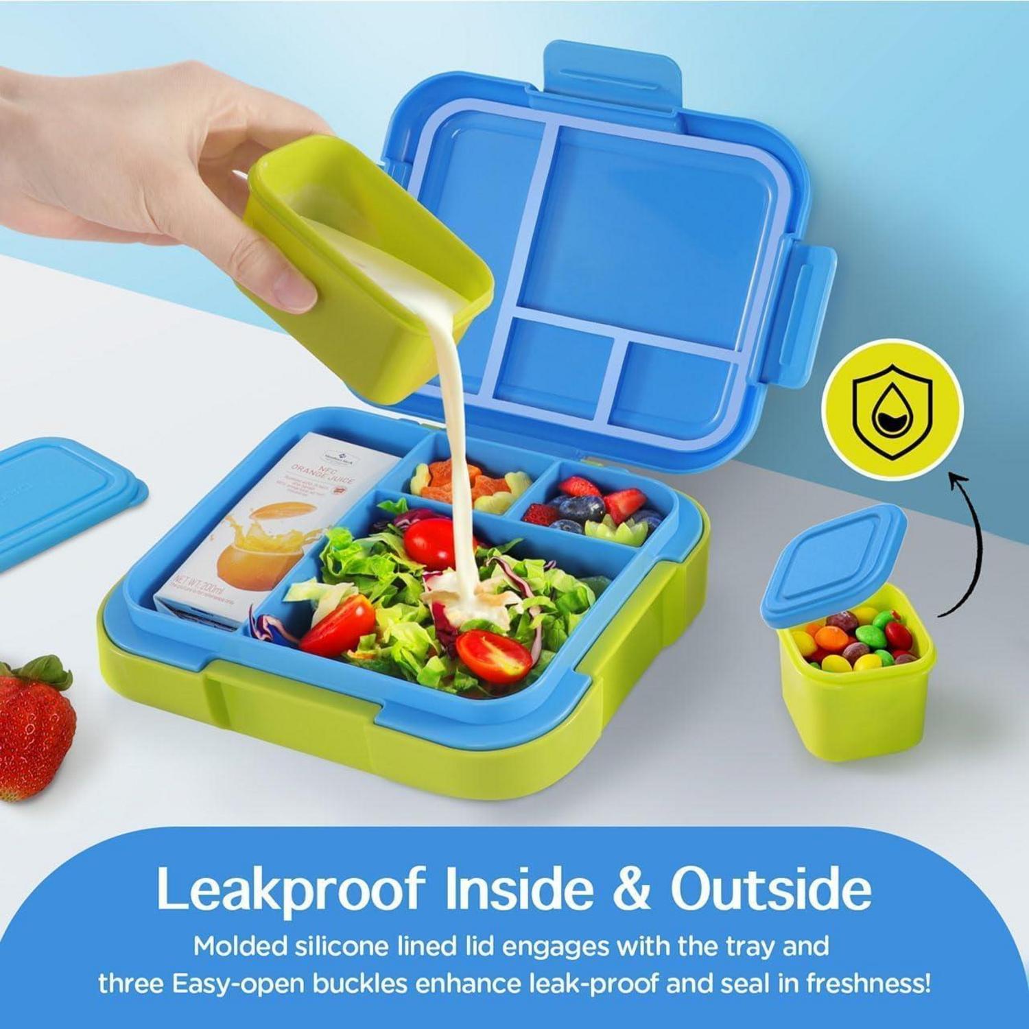 Brotdose Kinder 4.8 Cups Bento Box, 4 Fächer, 2 Saucenboxen