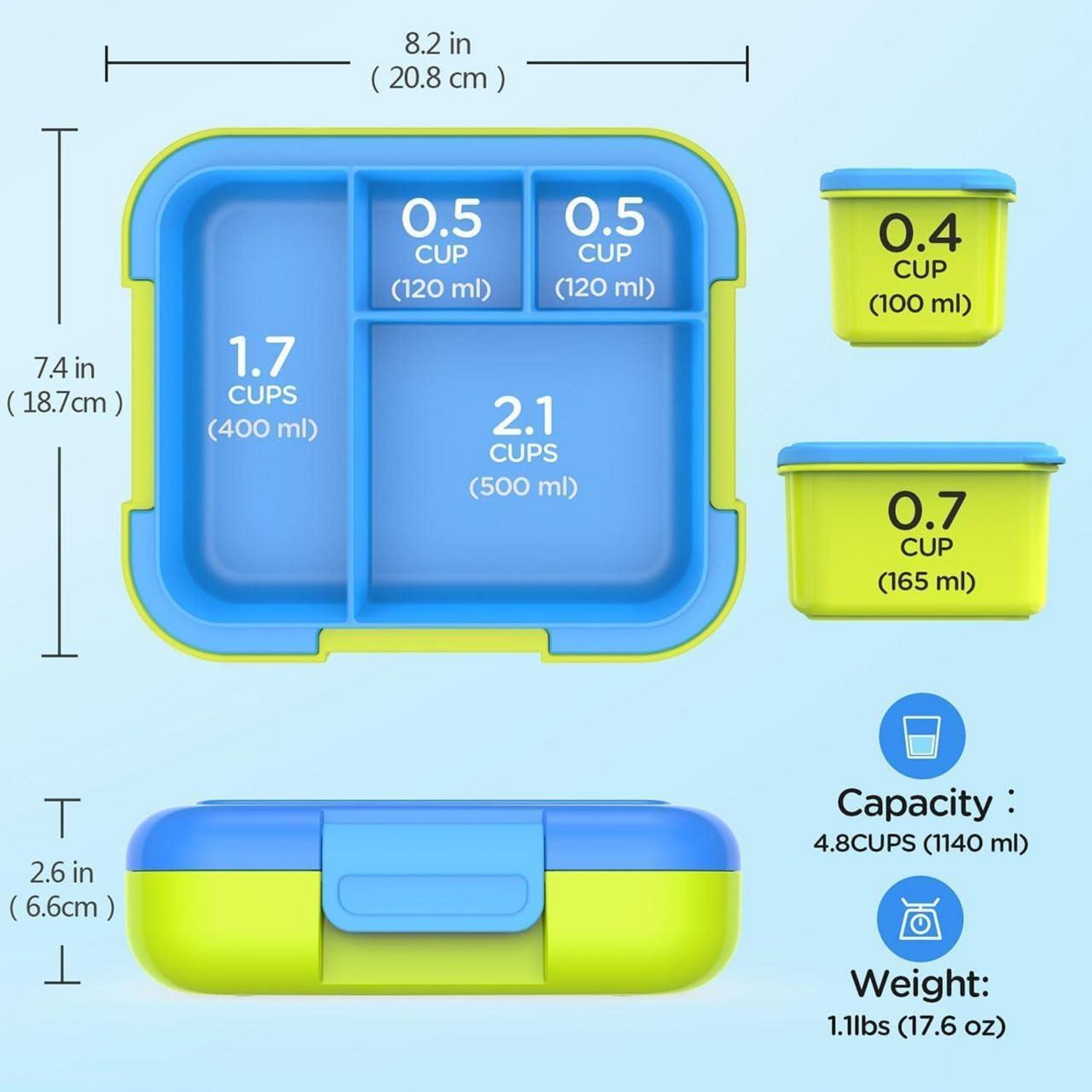 CAPERCI Lunch Box Kinder 4.8 Cups Bento Box Schule Fächer Saucenbox Blue