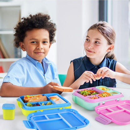 Brotdose Kinder 4,8 Cups Bento Box mit Fächern und 2 Saucenboxen
