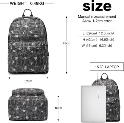 Leichter Schulrucksack für Mädchen Jungen Uni Reisen A-Grau L