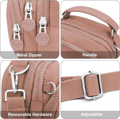 REETEE Kleine Umhängetasche Damen Wasserdicht Crossbody Bag mit Mehreren Taschen Rosa