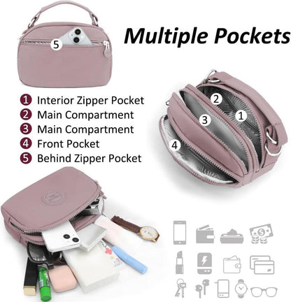 Umhängetasche Damen Wasserdicht Nylon Crossbody Bag mit Mehreren