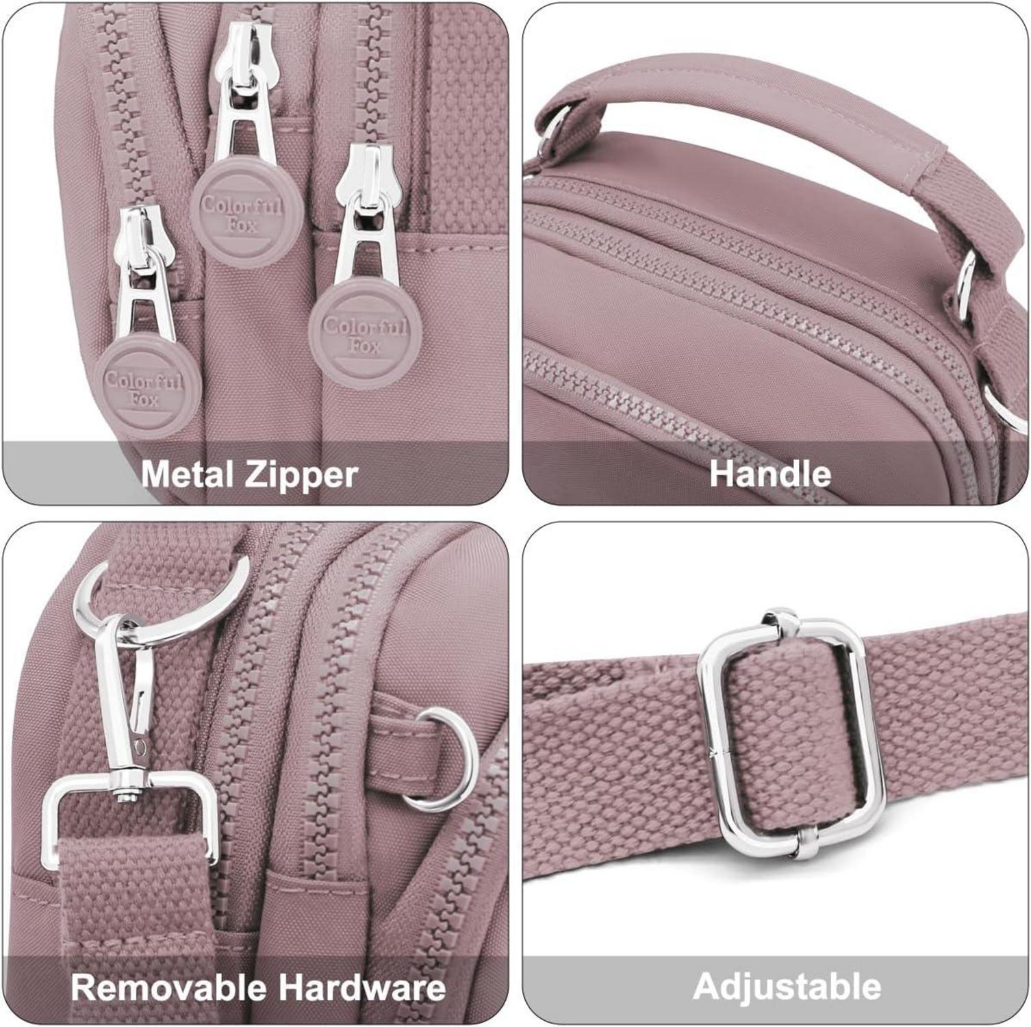Umhängetasche Damen Wasserdicht Nylon Crossbody Bag Hellviolett