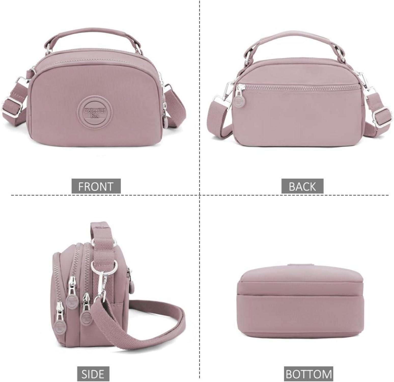 Umhängetasche Damen Wasserdicht Nylon Crossbody Handtasche Hellviolett