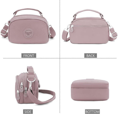 Umhängetasche Damen Wasserdicht Nylon Crossbody Handtasche Hellviolett