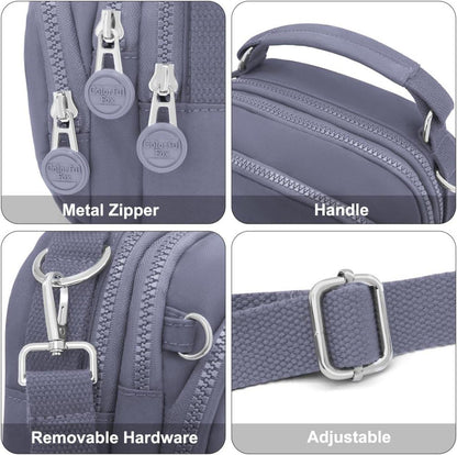 REETEE Kleine Umhängetasche Damen Nylon Crossbody Bag Grau