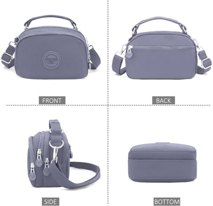 Damen Umhängetasche Wasserdicht Nylon Grau Mehrere Taschen