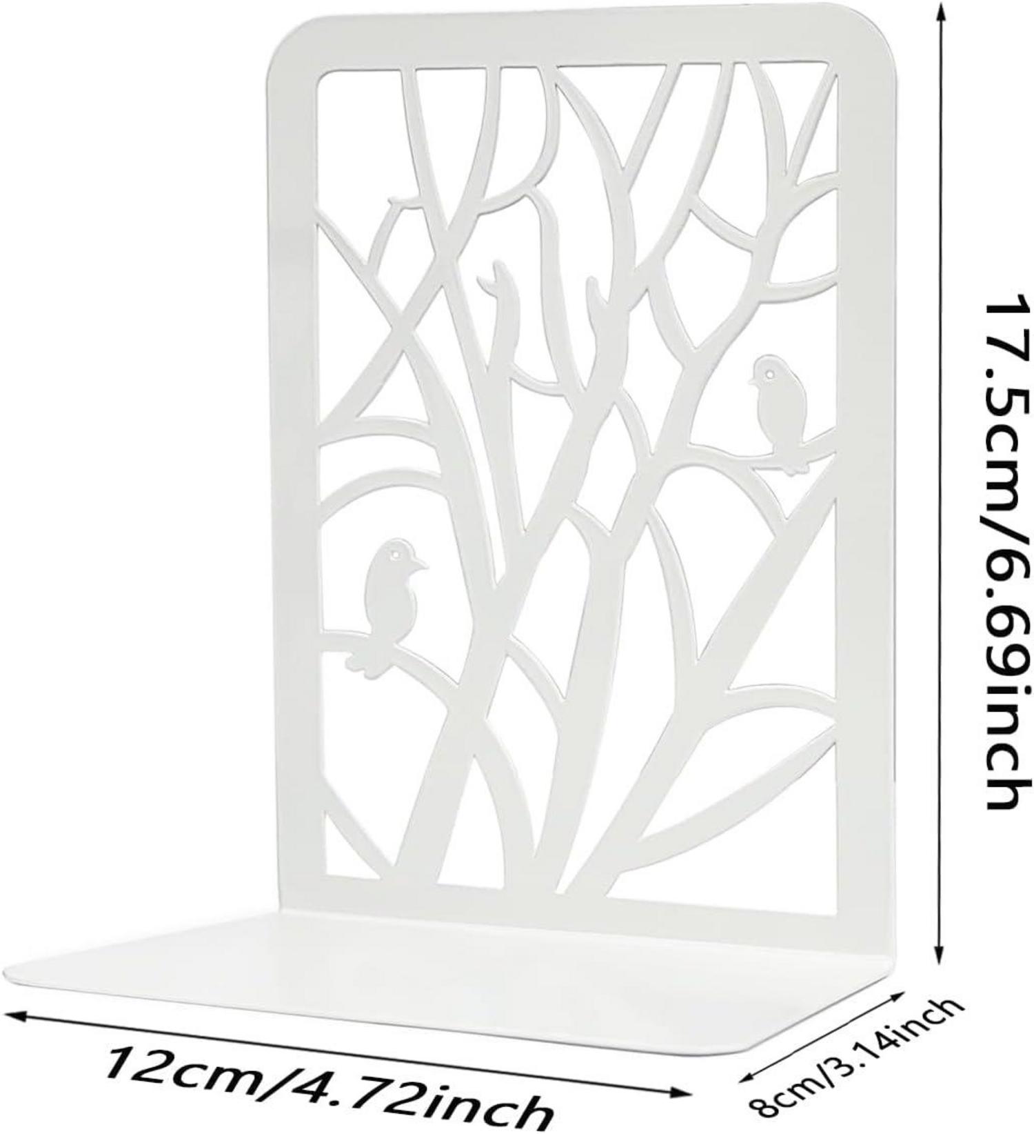 Qualsen Bücherstütze Metall: Vintage Baum & Vogel Design, 2