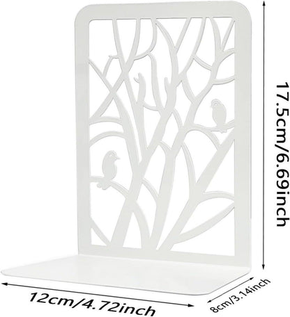 Qualsen Bücherstütze Metall: Vintage Baum & Vogel Design, 2