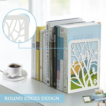 Qualsen Bücherstütze Metall Baum Vogel Design 2 Paar