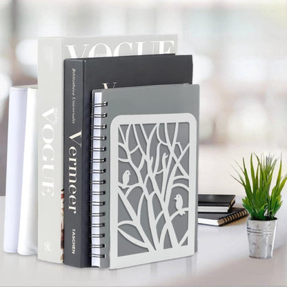 Buchstütze Metall Baum Vogel Weiß 2 Paar Bücher Halter designer