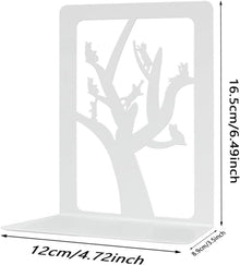 Qualsen Bücherstützen Baum und Katze weiß - 1 Paar Metall