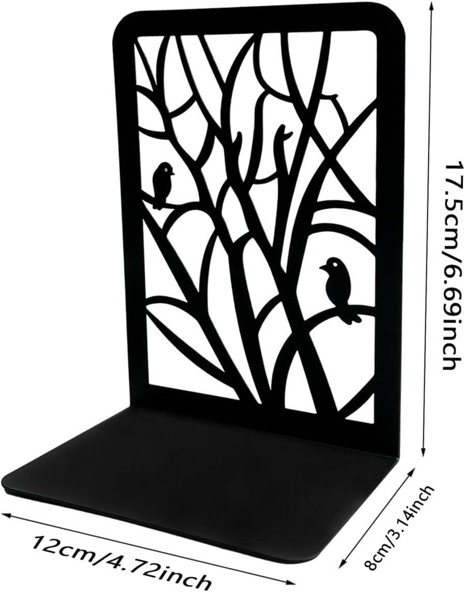 Qualsen Buchstütze Metall Schwarz Vogel Baum Design (2