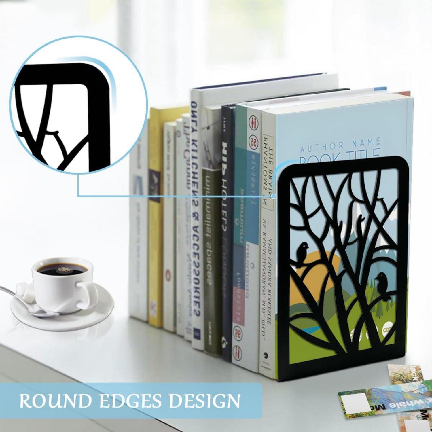 Qualsen Schwarze Metall Buchstützen Baum Vogel Design