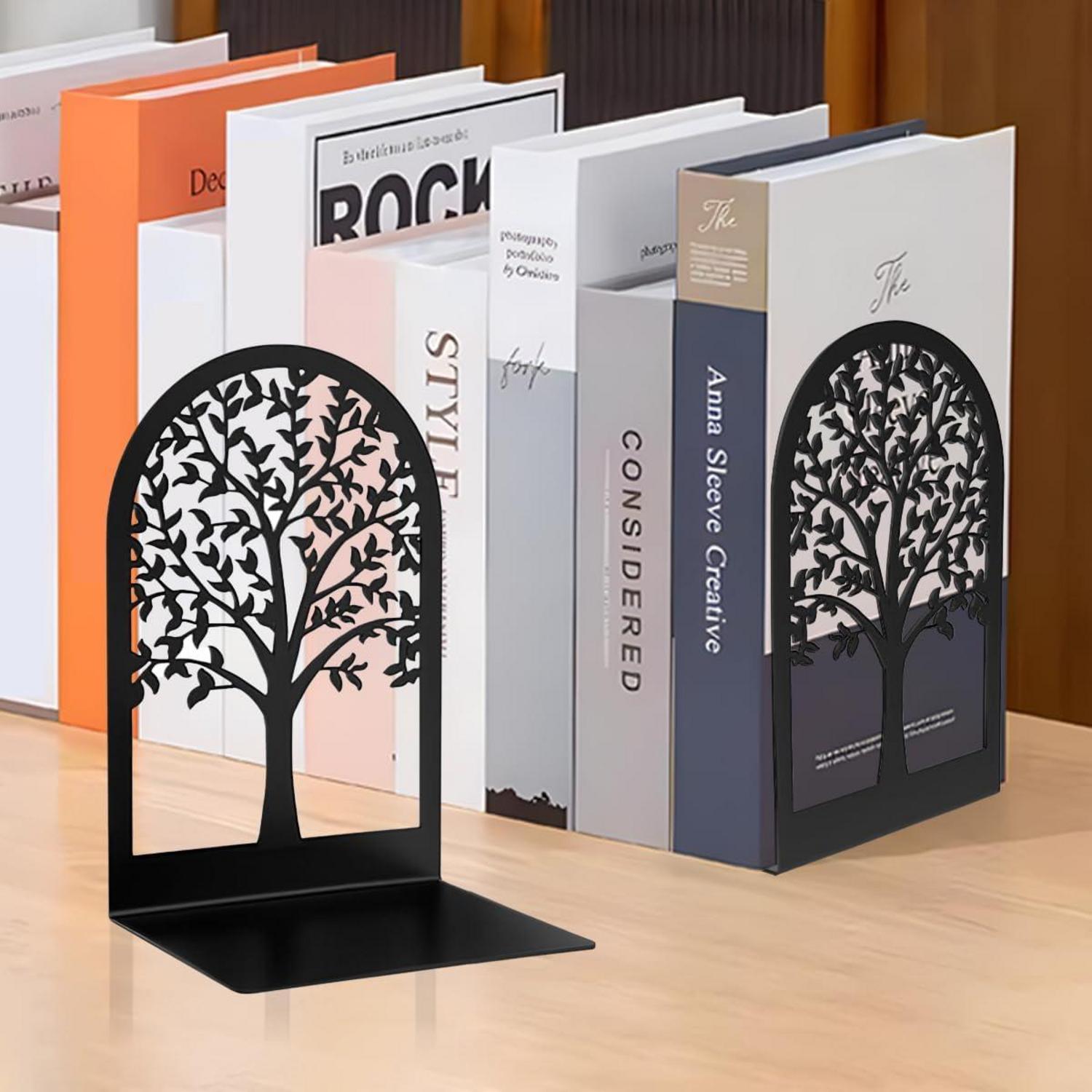 Qualsen Metall Buchstütze 2 Paar Schwarz Regal Bücherhalter