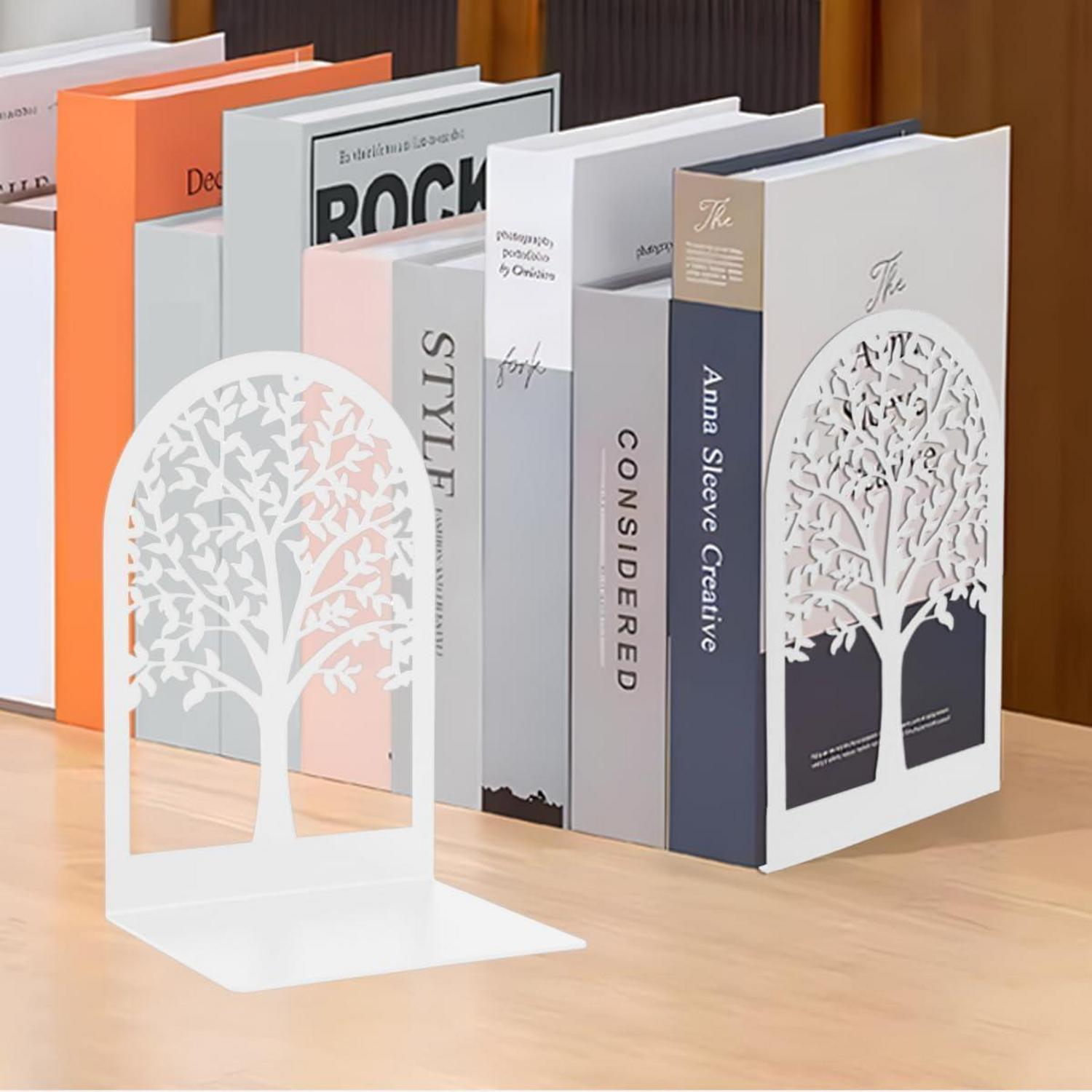 Qualsen Metall Buchstützen 2 Paar Weiß Bücherhalter Regal