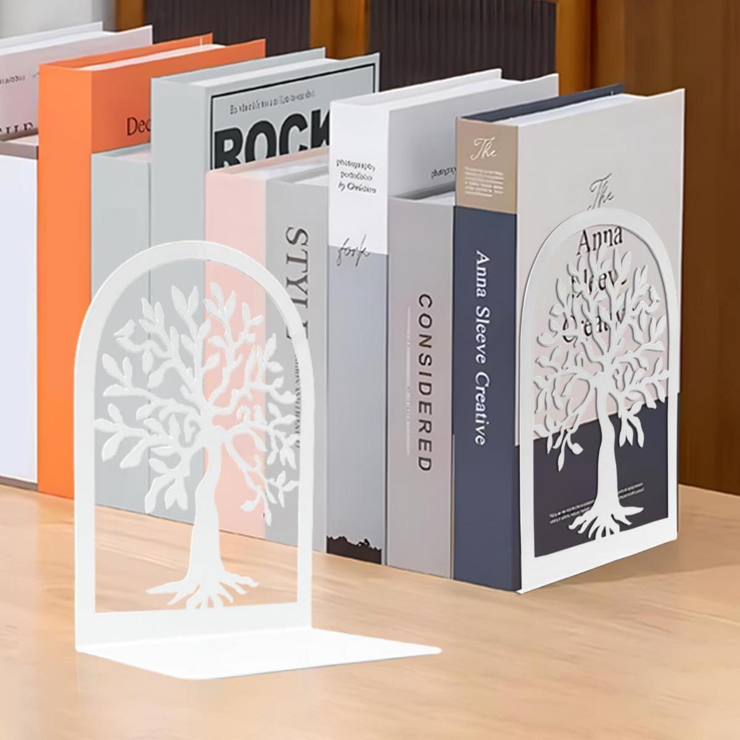 Metall Buchstütze Bücherhalter Set 4 Paar Weiß - Qualsen