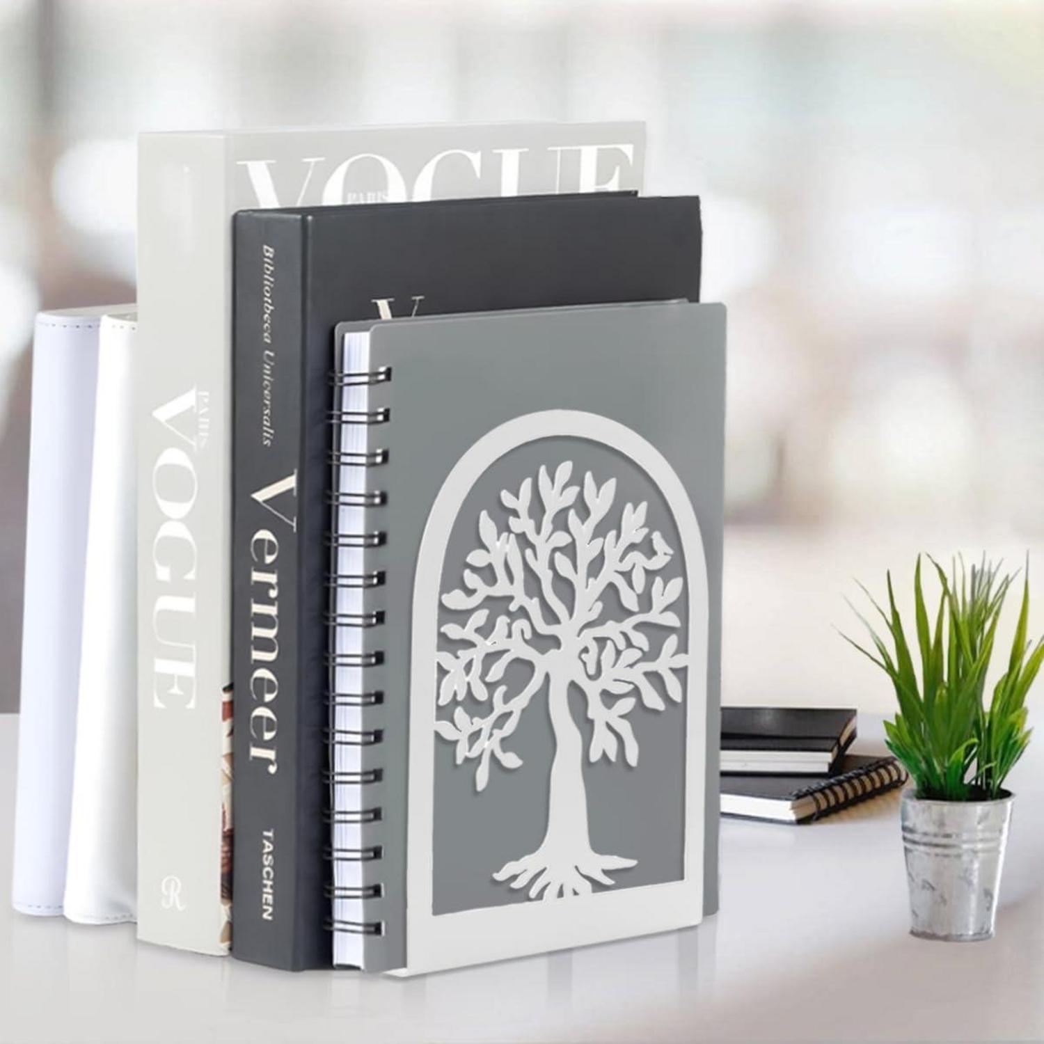 Buchstütze Metall 4 Paar Weiß Bücherhalter Regal Bücher Halter