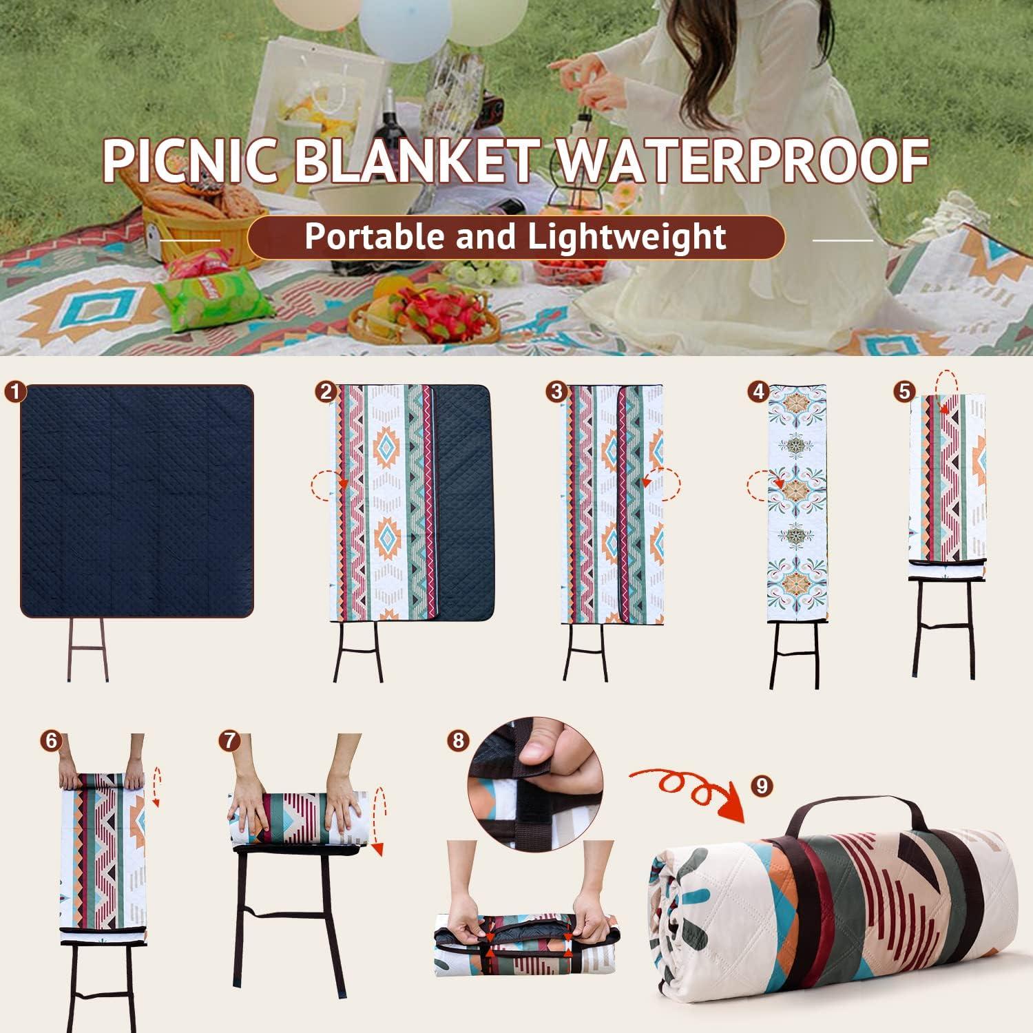 Picknickdecke 200x200 cm Strandmatte Tragegriff sanddicht-hitzebeständig