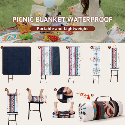 Picknickdecke 200x200 cm Strandmatte Tragegriff sanddicht-hitzebeständig