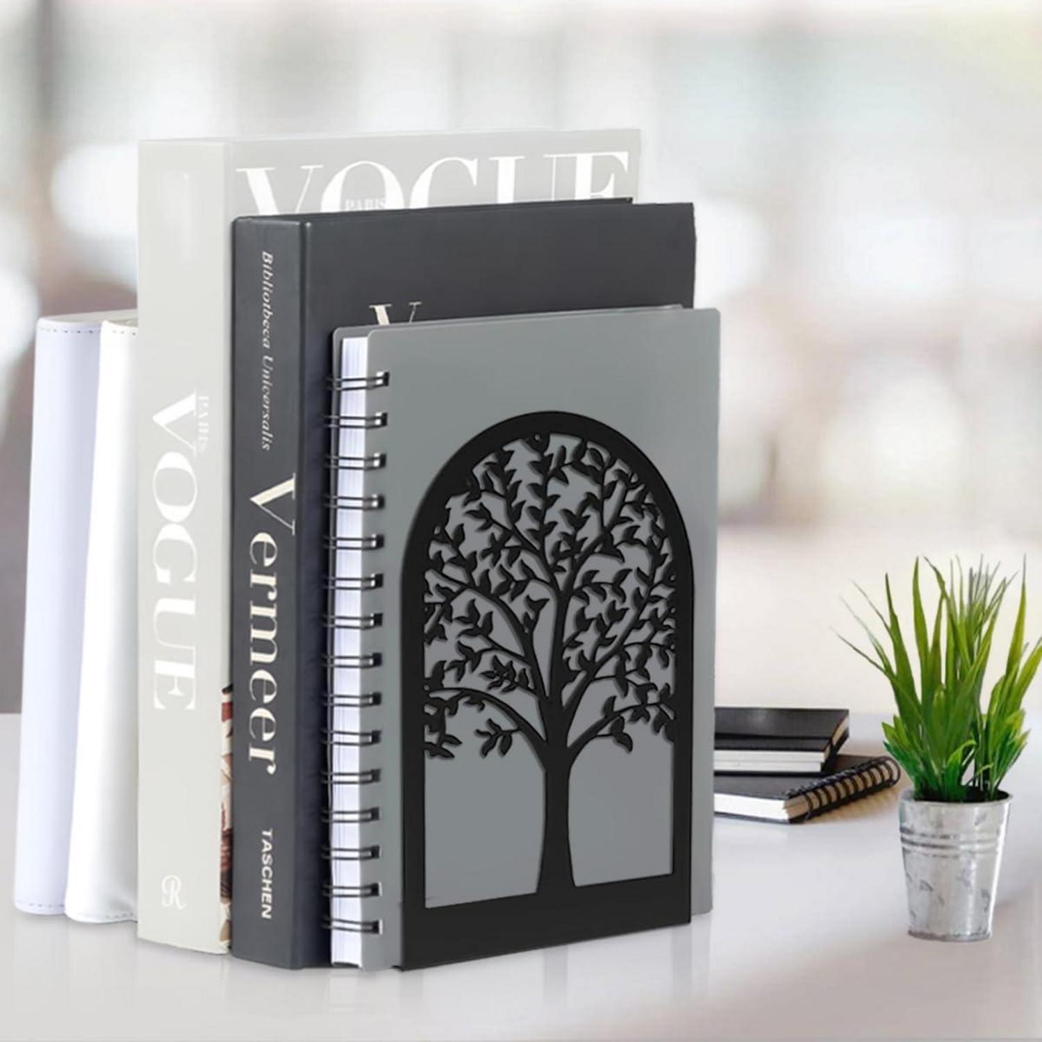 Buchstütze Metall 4 Paar Schwarz Bücherhalter Regal Büro Zuhause