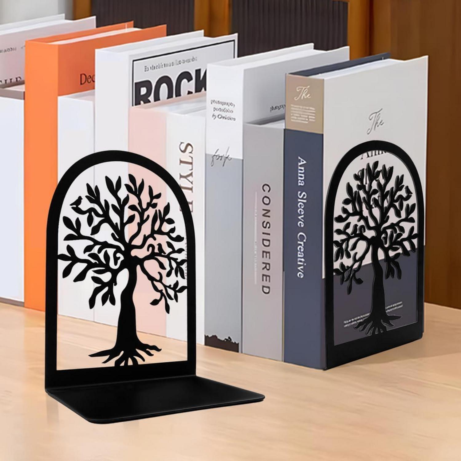 Metall Buchstütze Schwarz 4 Paar Bücherhalter Regal Holder